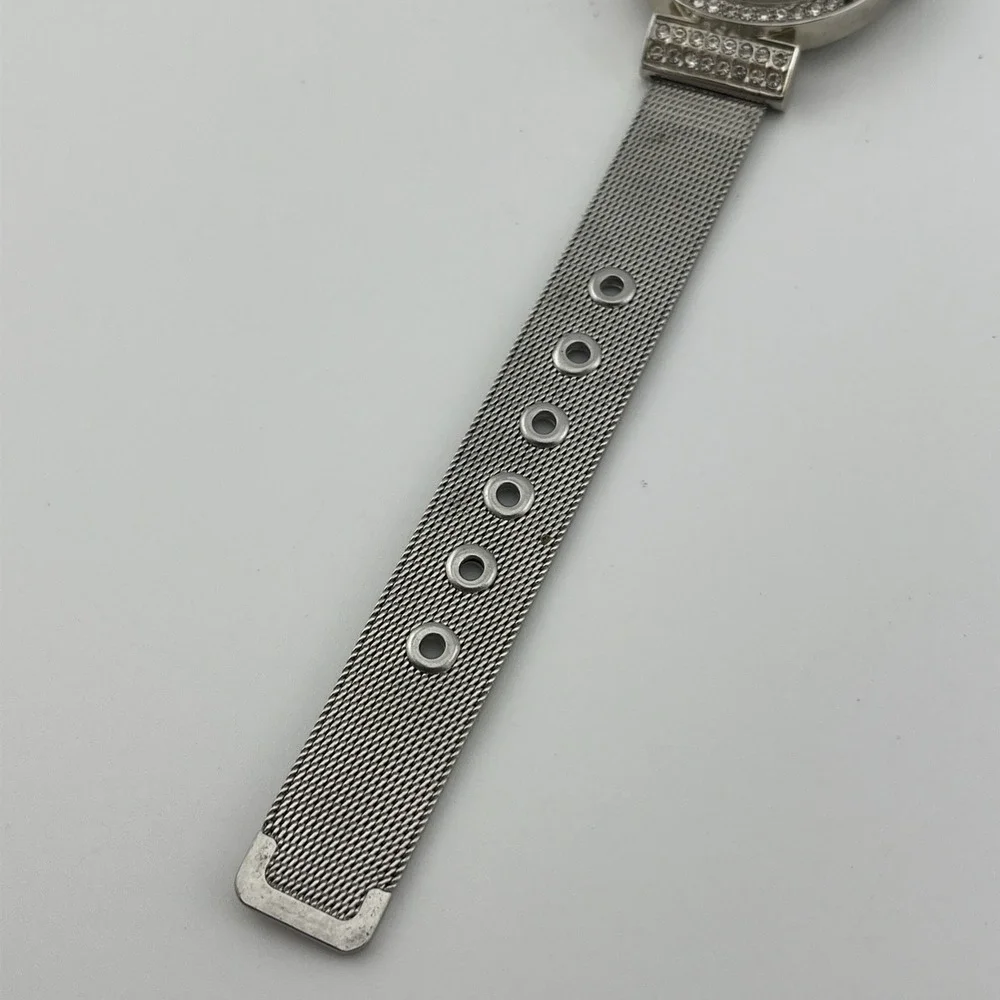 Ellen Tracy Watch Women 34mm Silver Case Crystals Mesh Metal Band- New‎ Battery